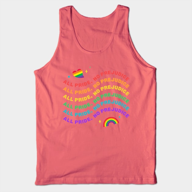 Pride Shirt "All Pride, No Prejudice" Tee, Colorful Rainbow Graphic, Perfect for Pride Month, Gift for LGBTQ Friends Tank Top by TeeGeek Boutique